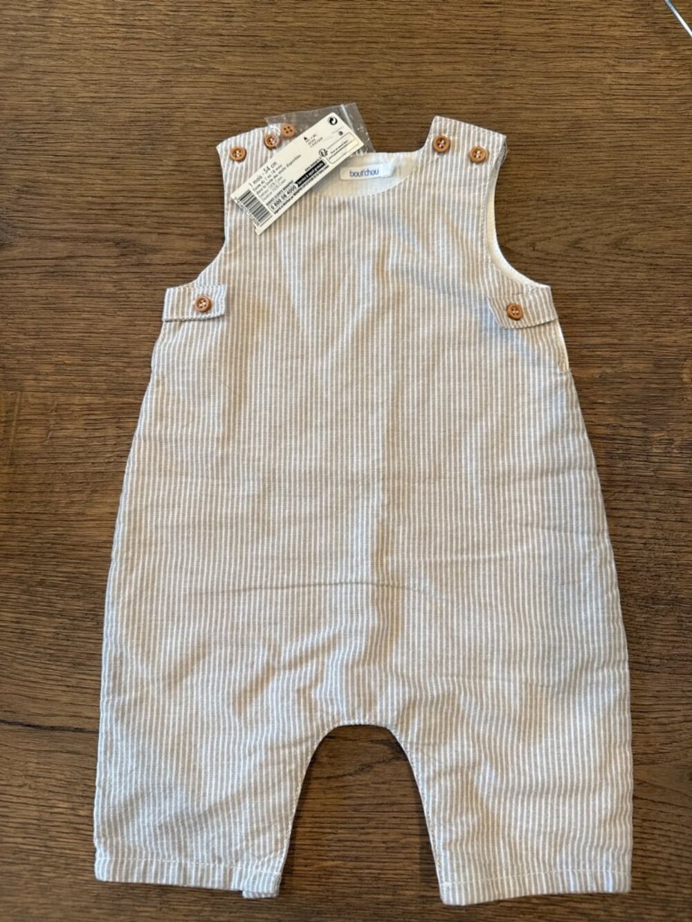 Bout’chou Baby Striped Linen Romper 1 Month 54 cm New With Tags